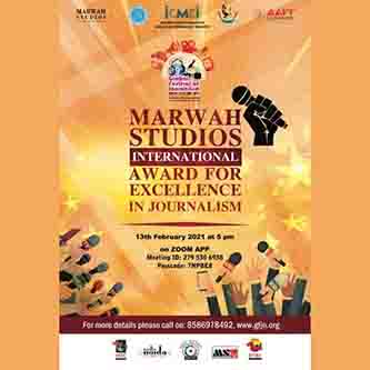 Marwah Studios Will Present International Award in Journalism in 9th GFJN 2021